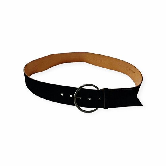 Miu Miu Black Suede Wide Belt with Large Round Buckle, Size‎ 90/36 - Picture 3 of 11